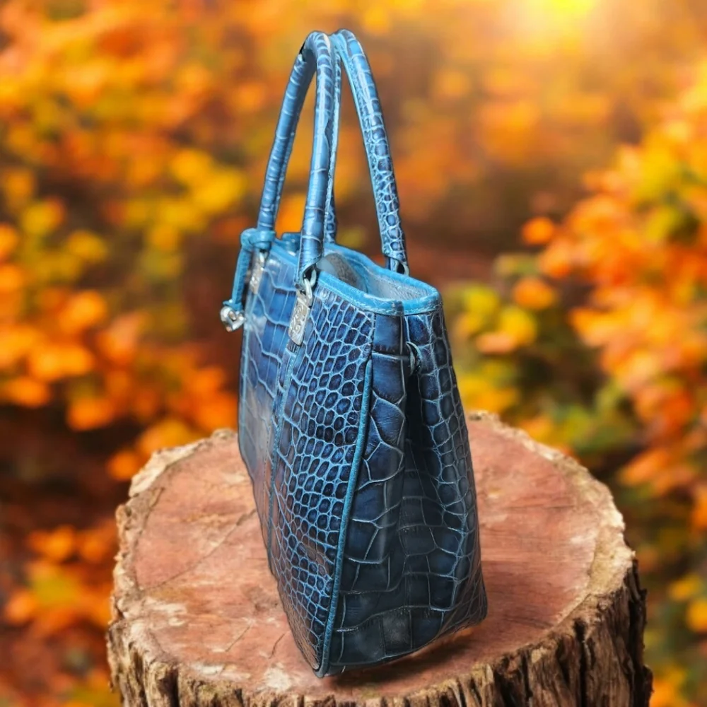 **Brighton MONROE CROC Emboss Leather Satchel Purse Handbag